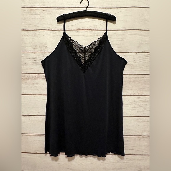 5XL Black Laced Trim Satin Slip/Cami 
Perfect for Layering - Picture 2 of 6
